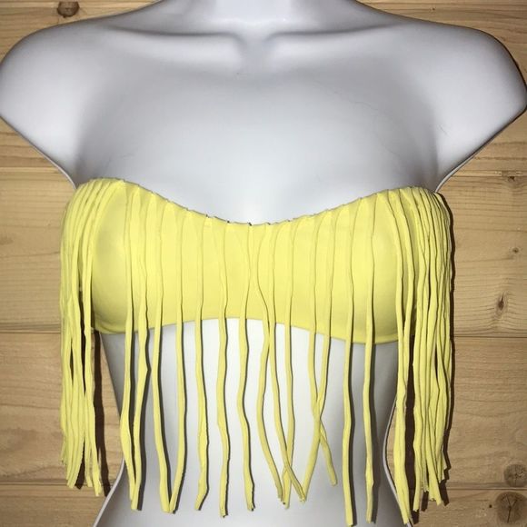 Acacia Fringe Bandeau Bikini Top‎ in Lemonade - Picture 2 of 9